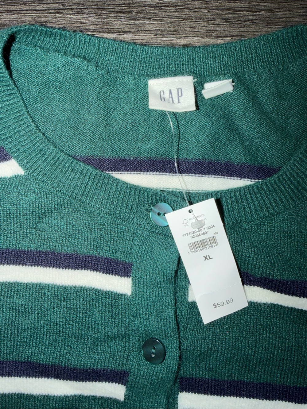 GAP Women’s Green Striped Crewneck Crop Sweater